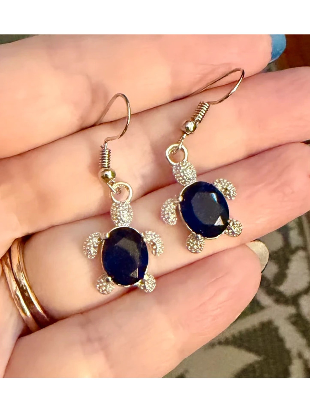 New Cute Dark Purple Sea Turtle Earrings